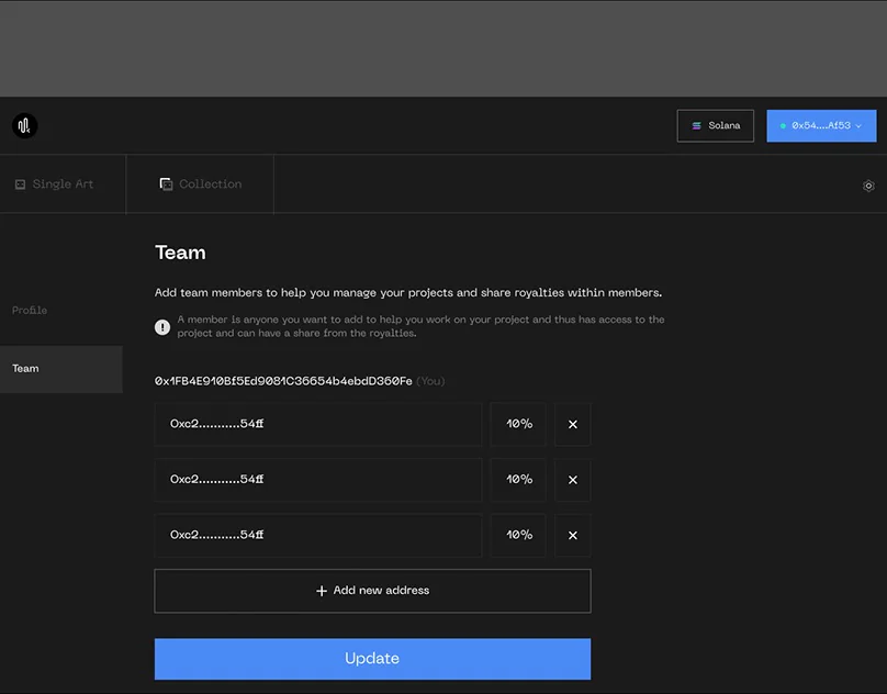 NFT Generator — Team Page